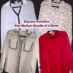 Express Portofino Medium button down set of 4 shirts- Full and 3/4 Sleeve